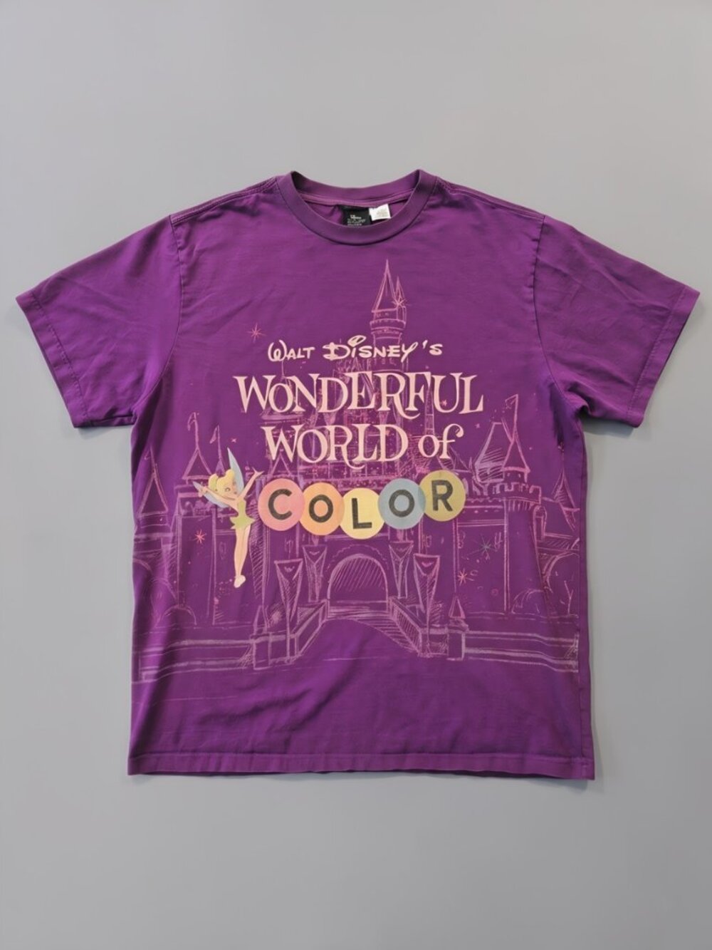 Disney 100 Wonderful World of Color Tinker Bell Castle Purple Graphic Tee XXL